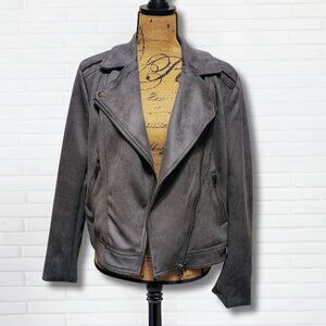 Philosophy Republic Clothing Faux Suede Moto Jacket Gray | Size L